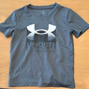 Under Armour Charcoal Gray Short Sleeve Logo Tee for Kids
